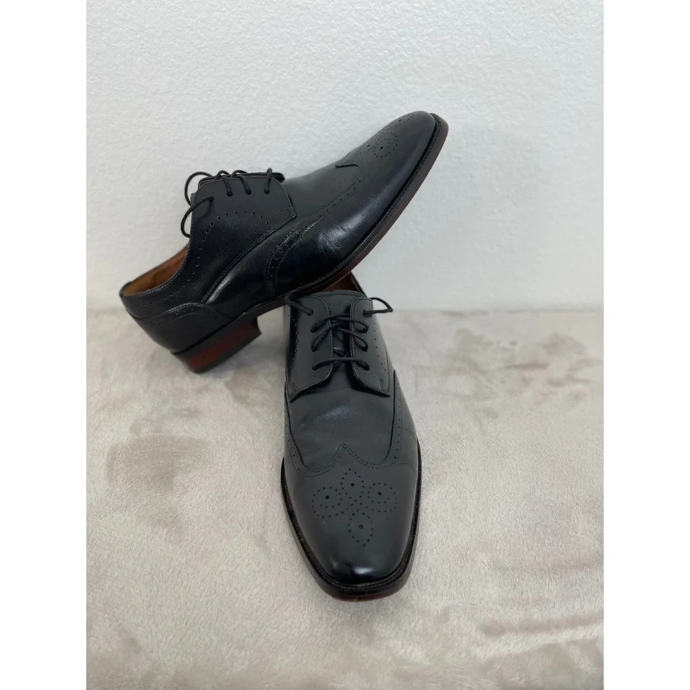 Florsheim Mens Black Leather Wingtip Brogue Oxford Dress Shoes 14291-001 Size 8M